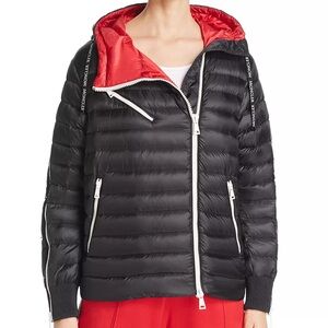 Moncler Dark Navy Stockholm Puffer Jacket with Red and Monogram Accents